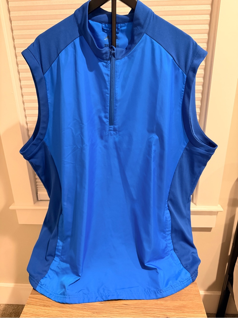 adidas Men's Blue Sleeveless Half-Zip Golf Vest